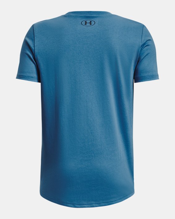 Boys' UA Sportstyle Left Chest Short Sleeve in Blue image number 1